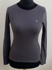Jack Wills Grey Black Top Size 8 Viscose long sleeve womens
