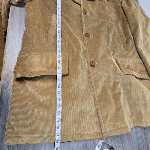 Abrigo vintage Sears The Country para hombre 48 marrón pana forrado de lana de peso pesado - Imagen 14 de 15