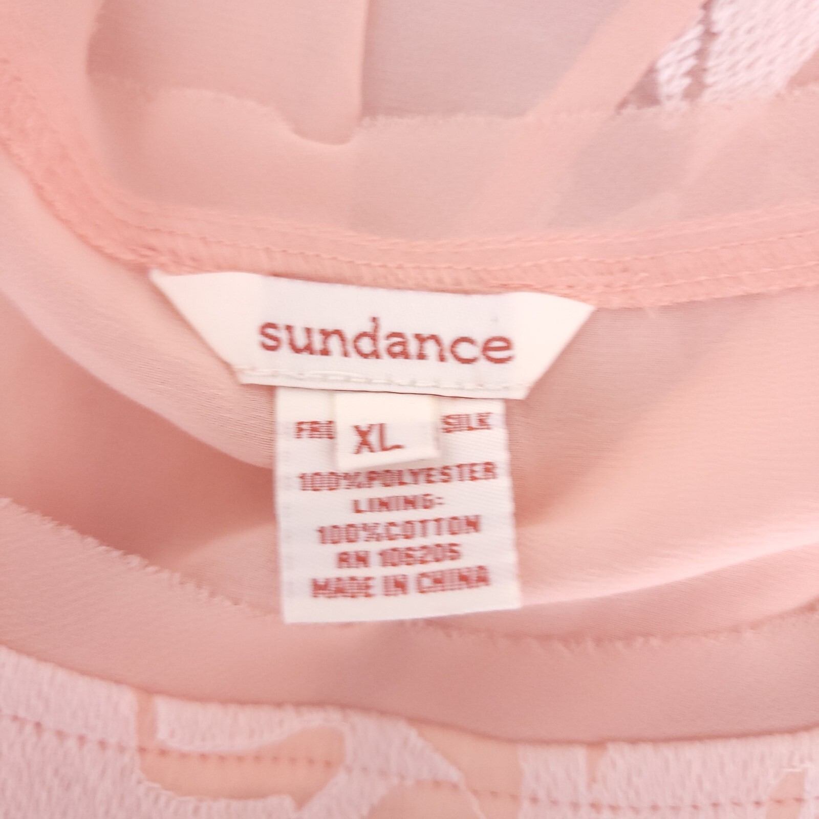 SUNDANCE CATALOG Pink Peach 100 Silk Embroidered Layered Split Back