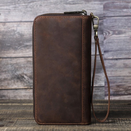 Genuine Leather Men's Wallet Clutch Bag Multi Card Holder Long Wallets Purse Bag - Picture 3 of 16