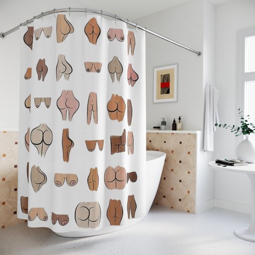 Sexy Butt and Boobs Shower Curtain, Funny Bathroom Decor, Adult Humor Home - Picture 5 of 6