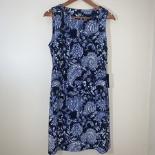 Tommy Hilfiger Shift Dress Womens 10 Blue Floral Comfort Stretch Cruise Resort