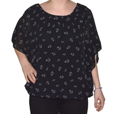 Italy Moda Tunika Bluse Chiffon Lagenlook Fledermaus Ärmel Ballon Anker N°20