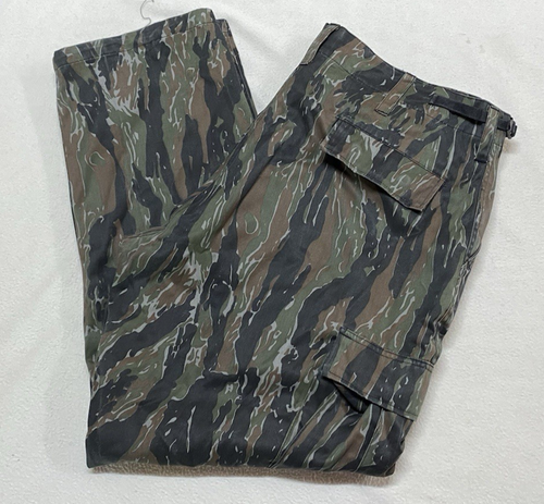 Vertical Tiger Stripe Men's Camouflage Battle Fatigue Cargo Trousers Size XL