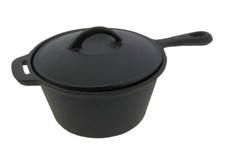 STIELKASSEROLLE + DECKEL GUSSEISEN Topf Eisentopf INDUKTION Stieltopf Kochtopf