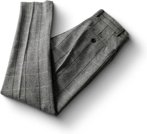 Men's Tweed Herringbone Dress Pants Plaid Classic Fit Adjustable Trousers 26-44 - Picture 11 of 19