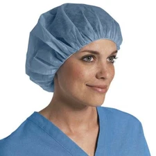 100pk Bouffant Caps Hair 24 Blue Head Cover NonWoven Medical-Dental Industrial 