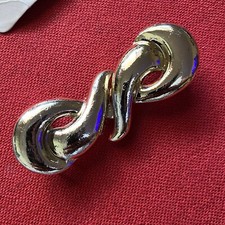 Vintage Belt Buckle Gold Tone Metal Swirl 2 Piece Interlocking 80s NOS