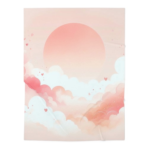 Baby Toddler Blanket Soft Comfy Clouds Pink Hearts Design 9, Gift 30x40