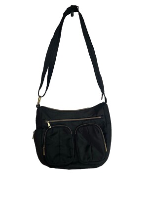 Travelon Anti-Theft Signature Multi Compartment Crossbody Shoulder Bag Black