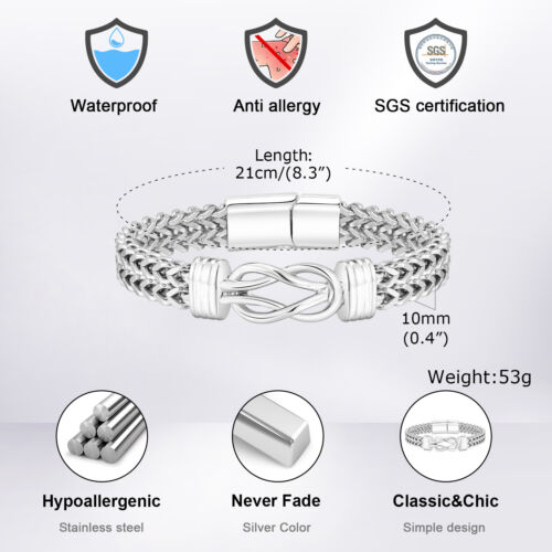 VNOX Knot Bracelet Gifts for Men Son Stainless Steel Infinity Love Bracelets - Picture 2 of 11