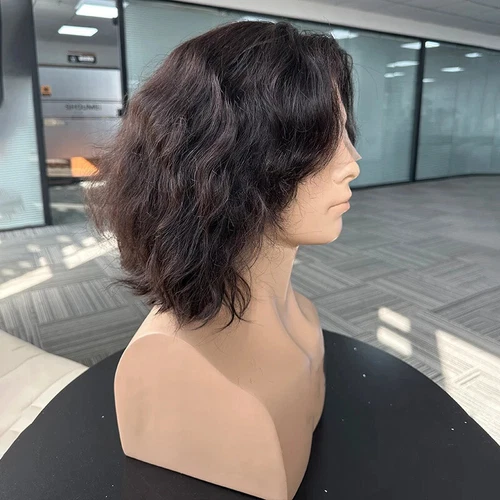 波浪长条纹发型男士假发男士假发天然黑色头发 - 第 2 张/共 14 张