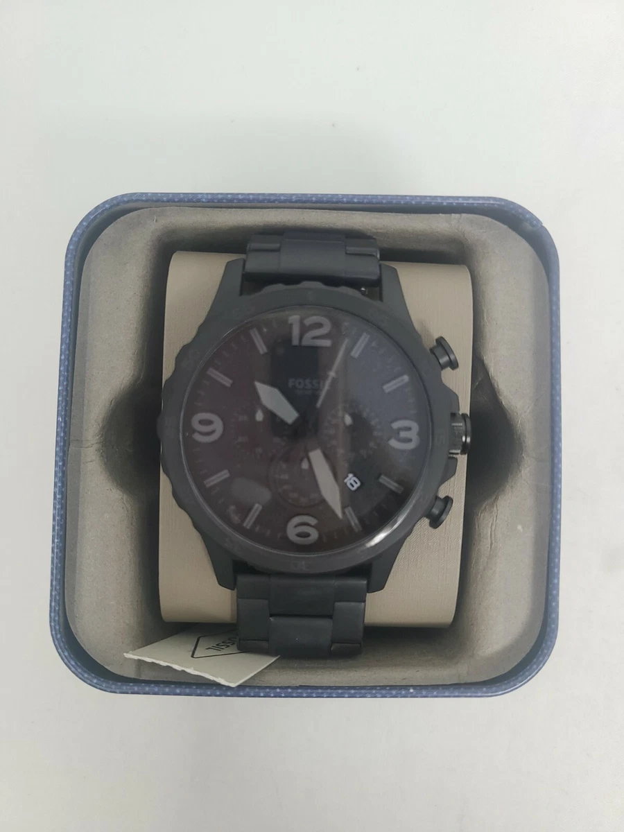 Fossil JR1401 Nate Chronograph Black Stainless Steel Watch