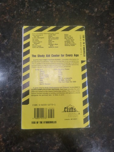 CliffsNotes on Hardys Tess of the dUrbervilles - Paperback -  - Picture 4 of 4