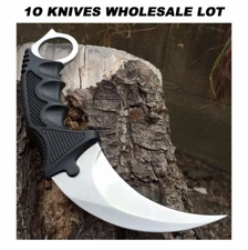 10PC TACTICAL COMBAT KARAMBIT NECK KNIFE Hunting BOWIE Fixed Blade WHOLESALE LOT