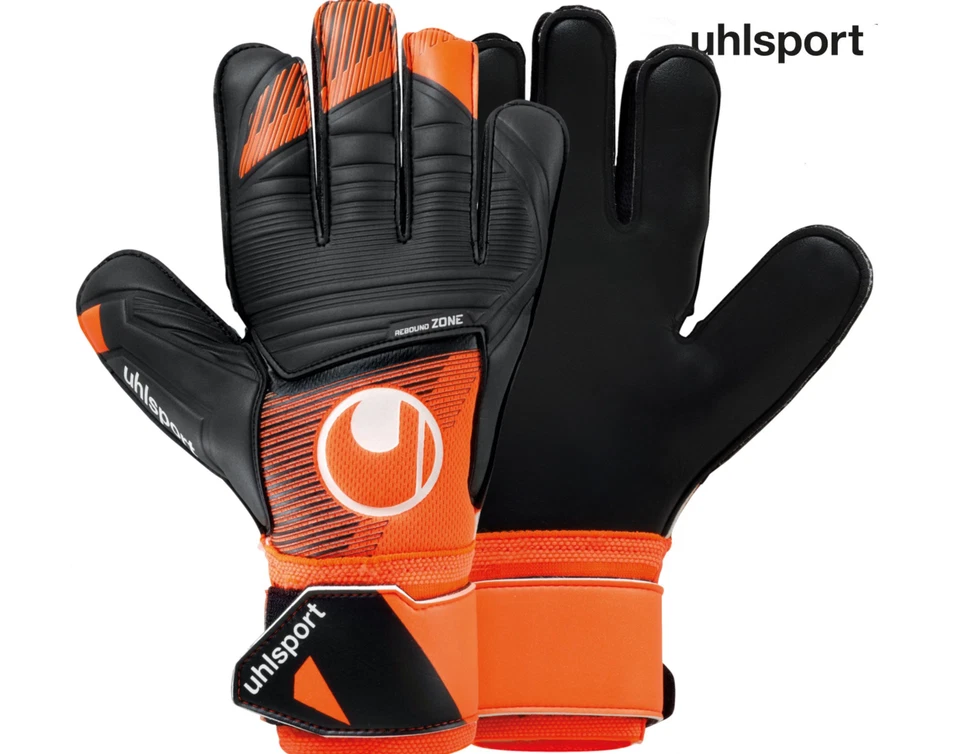 BRAND NEW Uhlsport Soft Resist + Goalkeeper Gloves Fluo Orange - Size 8.5
