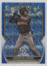 2023 Bowman Chrome Prospects Blue Shimmer Refractor Nerwilian Cedeno Cedeño e9p