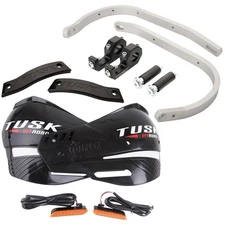 TUSK 1871470008 D-Flex Pro Adventure Handguards w/Turn Signals Silver Bar/Black