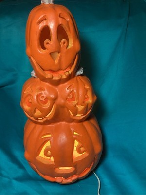 Vintage 19  Paper Magic Lighted Halloween Foam Blow Mold- Working Pumpkin 1998
