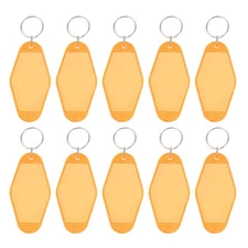 Vintage Motel Keychain, 10 Pack Blank Hotel Keychains Key Tag, Clear Orange