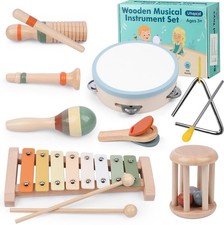 Baby Musical Instruments Set, Montessori Wooden Toys for Toddlers 3 , Neutral...