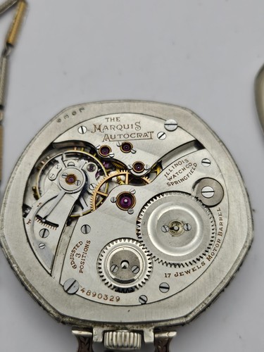 1927 Illinois Special Model 165 17 Jewel Extra Sottile Oro 14K Riempito con Catena Oro - Foto 9 di 12