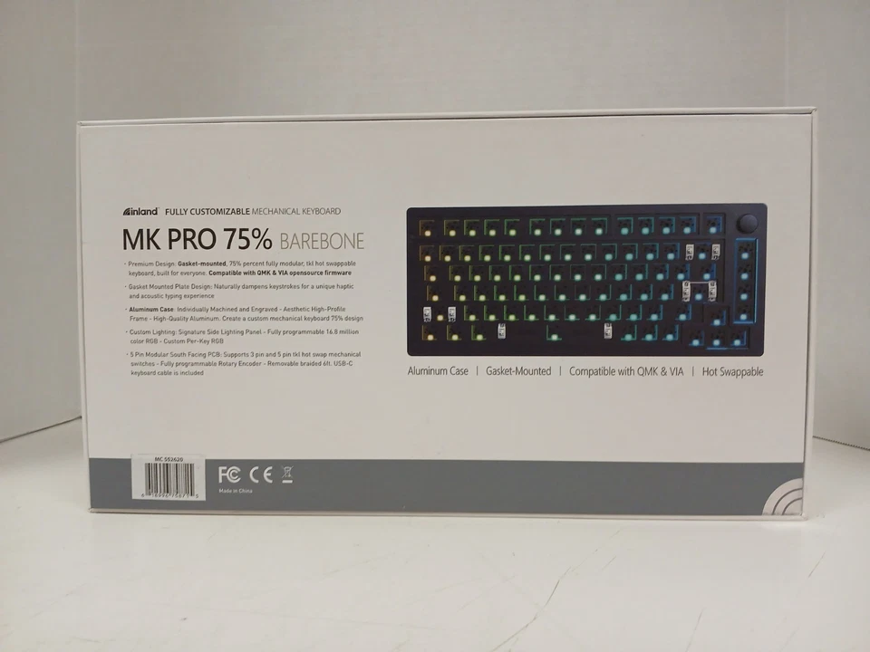 Inland MK Pro 75% Barebone Fully Customizable Mechanical Keyboard, Black - Image 2 of 4