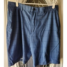 PGA Golf Tour Mens Blue Navy Plaid Shorts Size 34