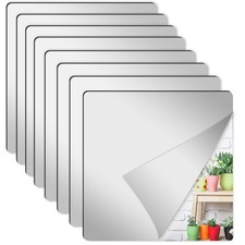 8 Pcs Wall Mirror Tiles, 8 x 8 Inch Self Adhesive Acrylic Square Mirror, Flex...