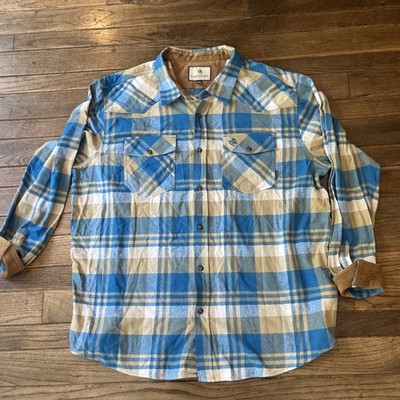 Legendary Whitetails Flannel Shirt Snap Button 3XL  Buck Blue Plaid Long Sleeve