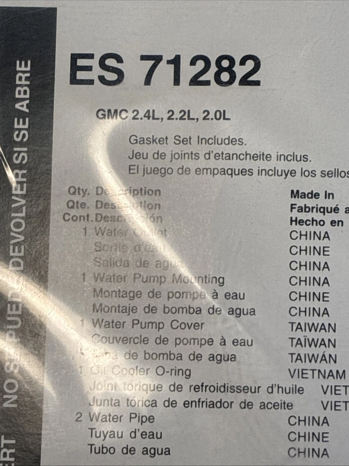 Fel-Pro ES 71282 Water Pump Mounting Set fits BUICK-CHEVY-GMC-OLDSMOBILE - Image 3 of 3