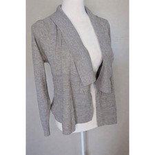Banana Republic Cardigan Sweater Small Gray Open Front Knit Lace Detail