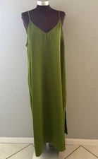 A New Day Maxi Slip Dress Size XXL Green Silky Strappy Fairy Forest Whimsy