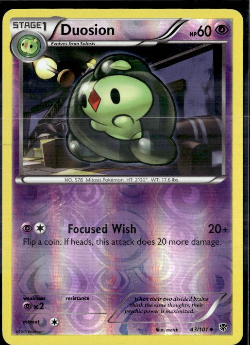 Duosion 43/101 Uncommon Plasma Blast Pokemon Reverse Holo Lightly Played