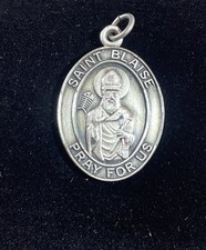 Sterling Silver Saint St Blaise Medal Pendant