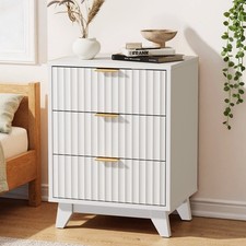 3 Drawers Chest of Drawers Bedside Table Cabinet Nightstand W/power Supply UK