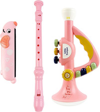 Toddler Musical Instruments Toy Trumpet, Harmonica, Recorder Flute for Kids Baby