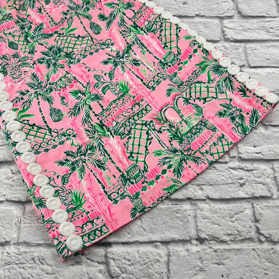 Lilly Pulitzer Mila Mandevilla Baby Always Worth It rosa verde estampado de palma talla 4 Foto 4 de 4