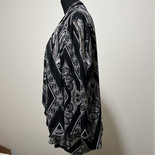 Travelers Chico’s Cardigan Blouse Flowy Abstract Art Draped Open Front 3 XL - Picture 5 of 15