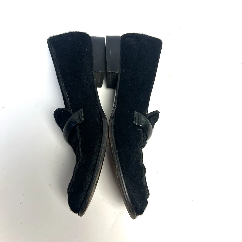 Mocasines de pelo de pony negros Bruno Magli para mujer talla 7 cuero hechos en Italia de lujo Foto 4 de 4