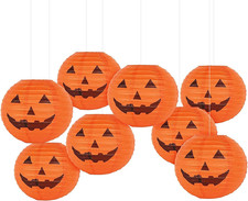12 Inch Halloween Paper Pumpkin Lanterns Jack-O-Lanterns Hanging Halloween Decor