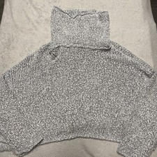 Free People BFF Sweater Medium Gray Slouchy Cowl Neck Chunky Knit Oversized