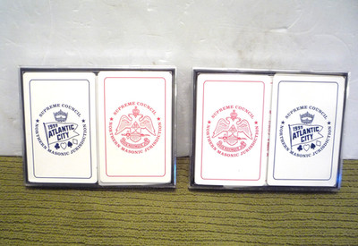 PS Brand 4 Decks Playing Cards in Plastic Cases, Masonic Council Atlantic City