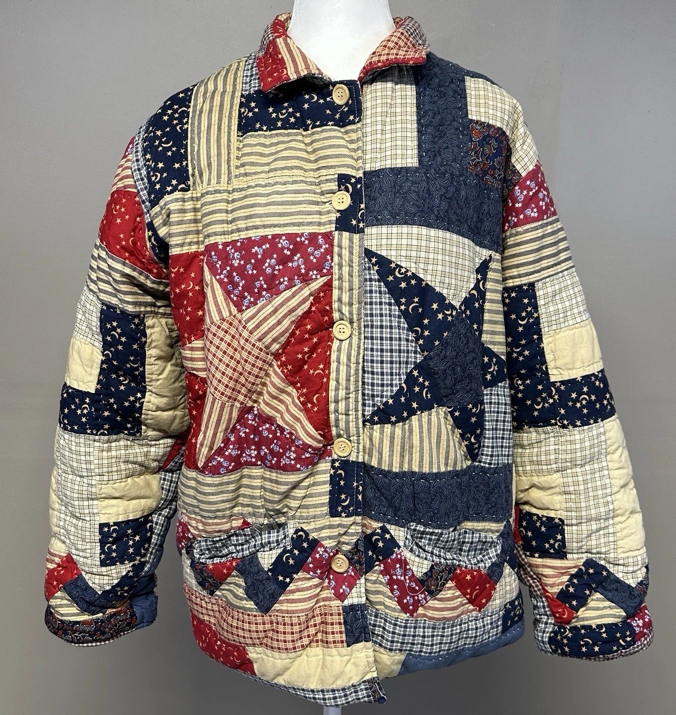 Vintage Reversible Quilted Patchwork Jacket 1990s… - image 1