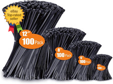 Zip Ties Assorted Sizes 4  6  8  12   400 Pack, Black Cable Ties UV Resistant Wi