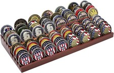 8 Rows Military Challenge Coin Stand Holder Display Rack,100 Natural Solid Wood