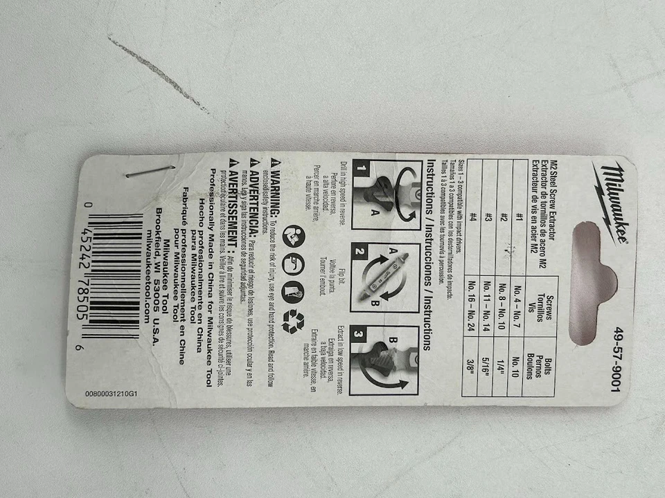 Juego de 4 extractores de tornillos de acero Milwaukee 49-57-9001 M2 Foto 3 de 4