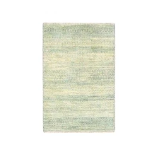 2'x3' Beige Undyed Natural Wool Modern Grass Design Hand Knotted Mat Rug G76596