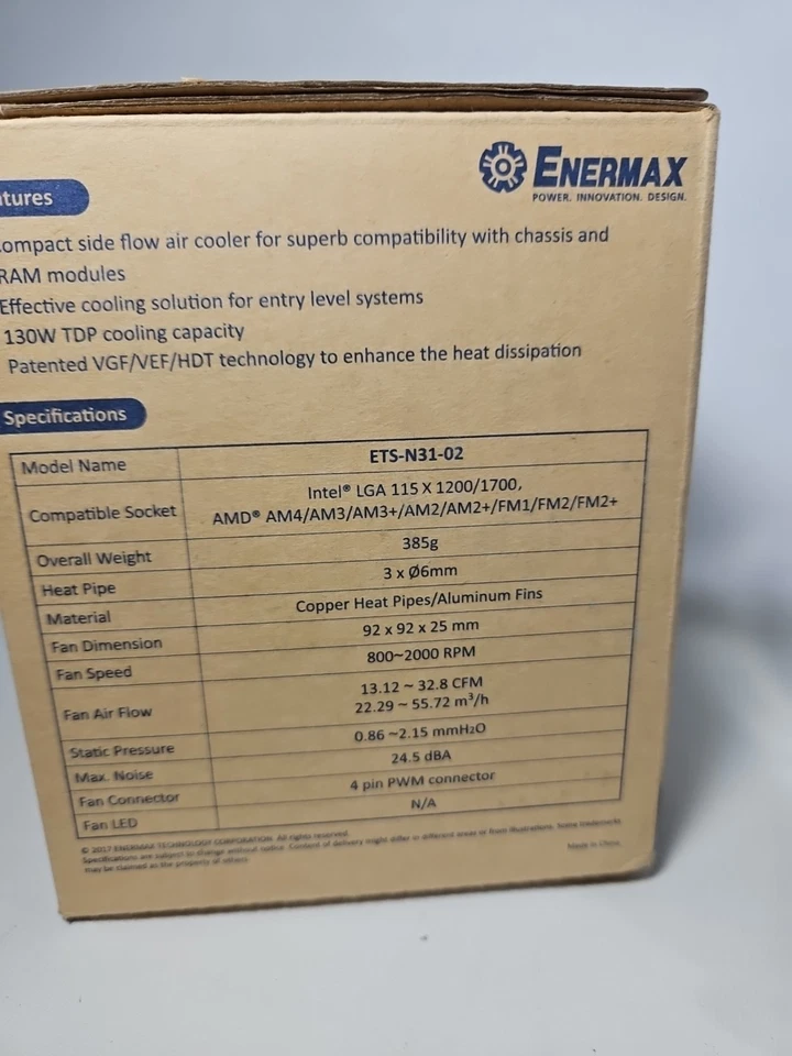 Enermax ETS-N31 High Performance CPU Air Cooler 130W TDP Intel AMD - Image 4 of 4