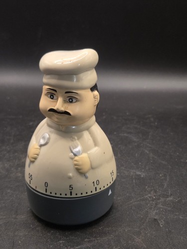 Vintage 90’s Countertop Chef Novelty Timer Twist Set Battery Op Bell 60 Minutes